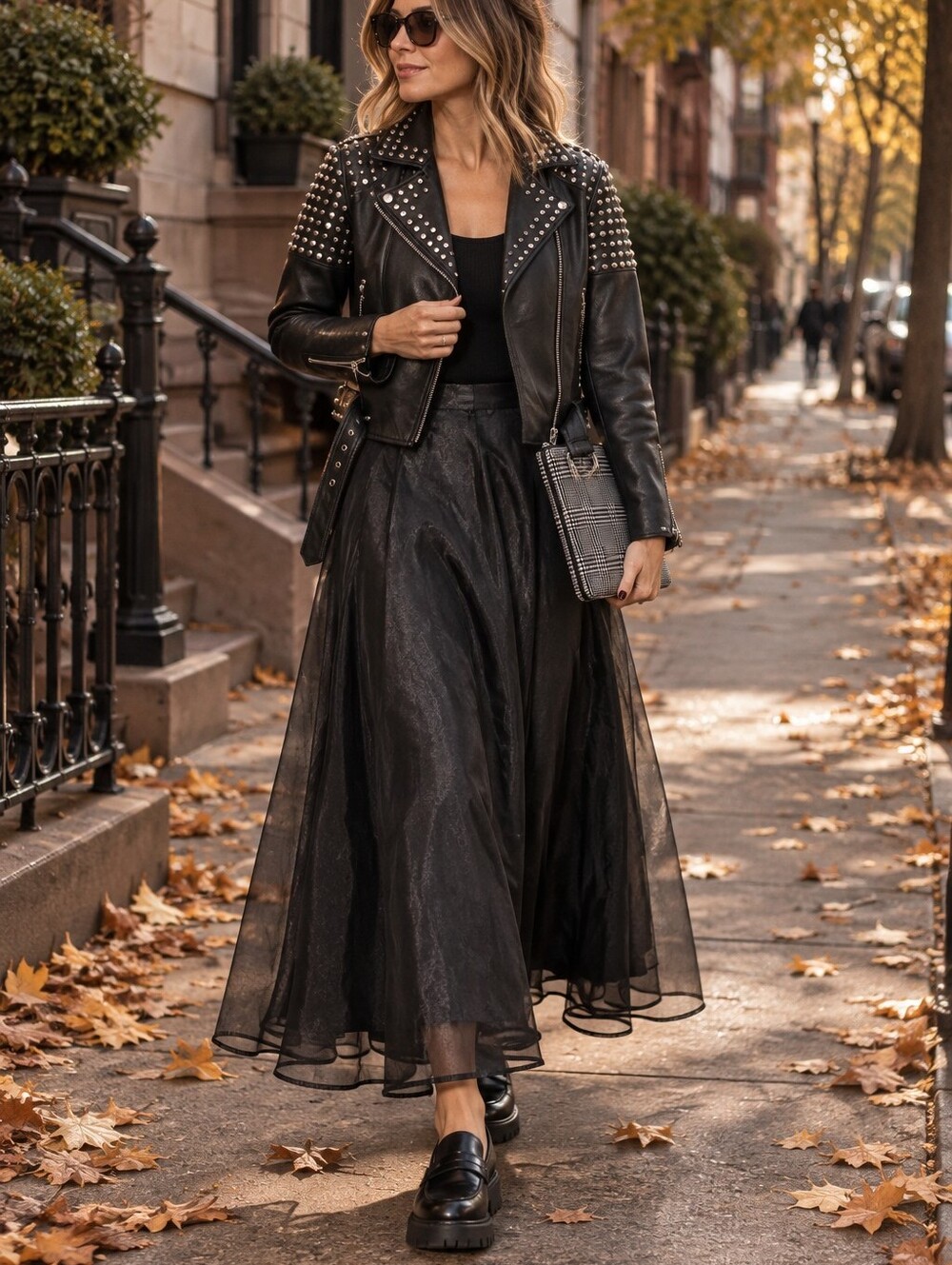 Michael Kors Studded Black Leather Moto Jacket - Women's